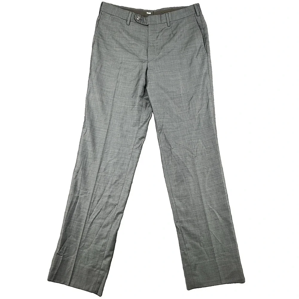 Ermenegildo Zegna Mila Dress Pants Mens Size 50R Gray Wool Italy Flat Front 40L